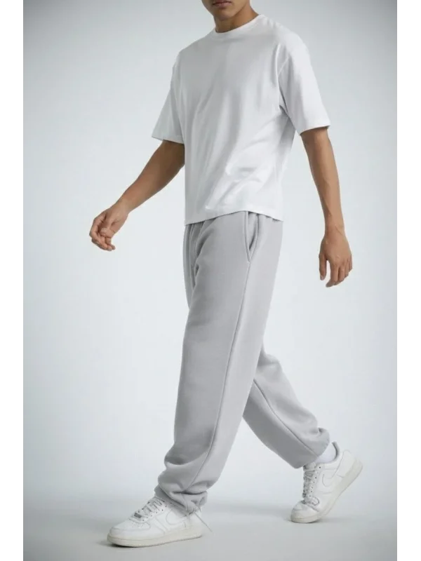 Erkek Lastikli Alt Eşofman - Gri