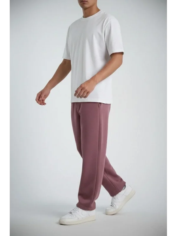 Erkek Baggy Alt Eşofman - Gül Kurusu