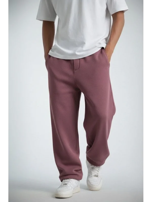 Erkek Baggy Alt Eşofman - Gül Kurusu