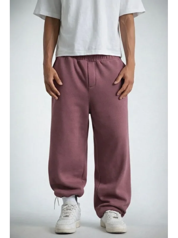 Erkek Baggy Alt Eşofman - Gül Kurusu