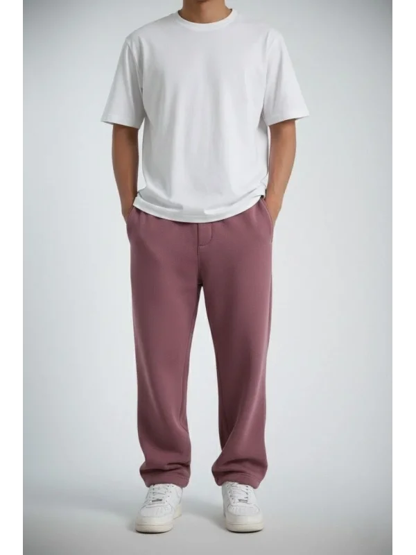 Erkek Baggy Alt Eşofman - Gül Kurusu