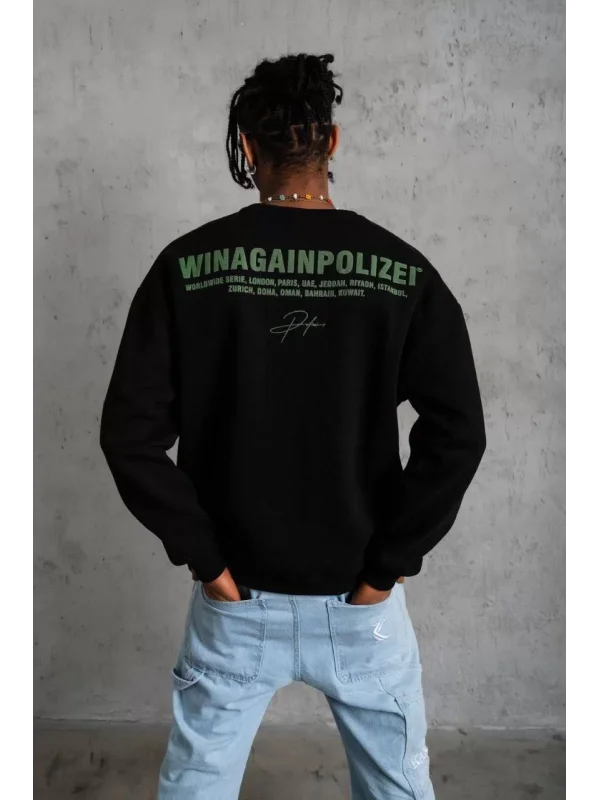 Erkek Baskılı Sweat - Siyah