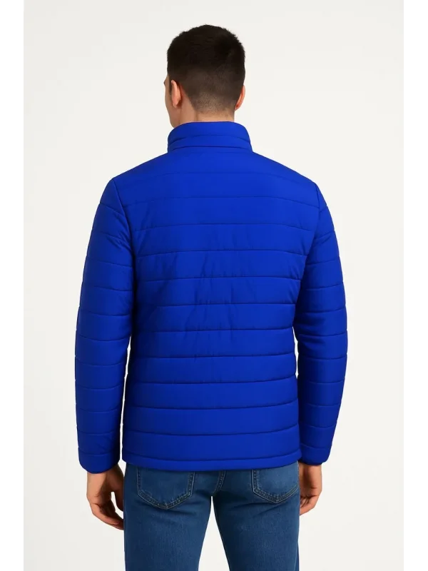 Erkek Bomber Mont Ceket – Su İtici Kumaş, Kapitone Astarlı, Fermuarlı, Kışlık - Saks Mavisi