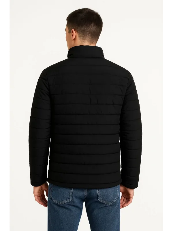 Erkek Bomber Mont Ceket – Su İtici Kumaş, Kapitone Astarlı, Fermuarlı, Kışlık - Siyah