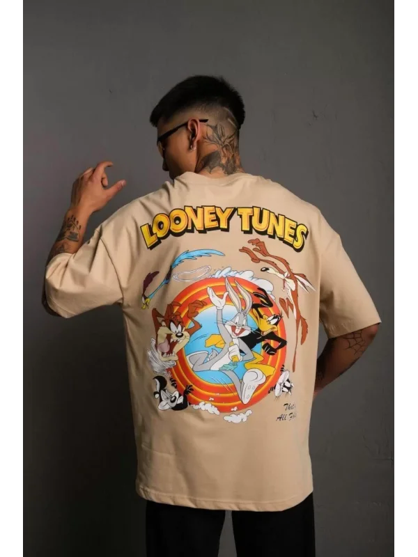 Erkek Dijital Baskılı T-Shirt - Bej