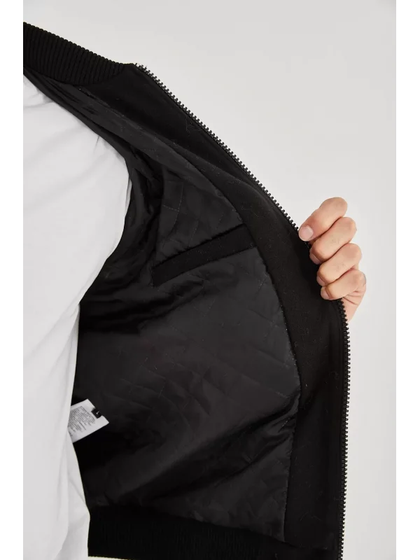 Erkek İçten Elyaf ve Astarlı Kolları Suni Deri Ceket - Kahverengi