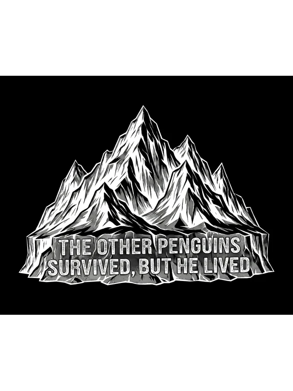 Erkek Nihilist Penguen Temalı Oversize Kapüşonlu Sweatshirt - Siyah