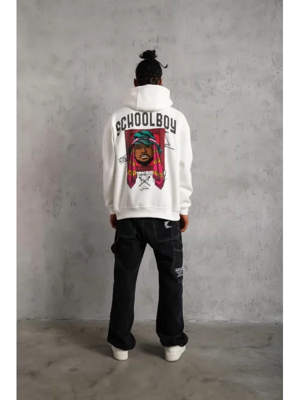 Erkek SCHOOL BOY Baskılı Kapüşonlu Sweat - Beyaz
