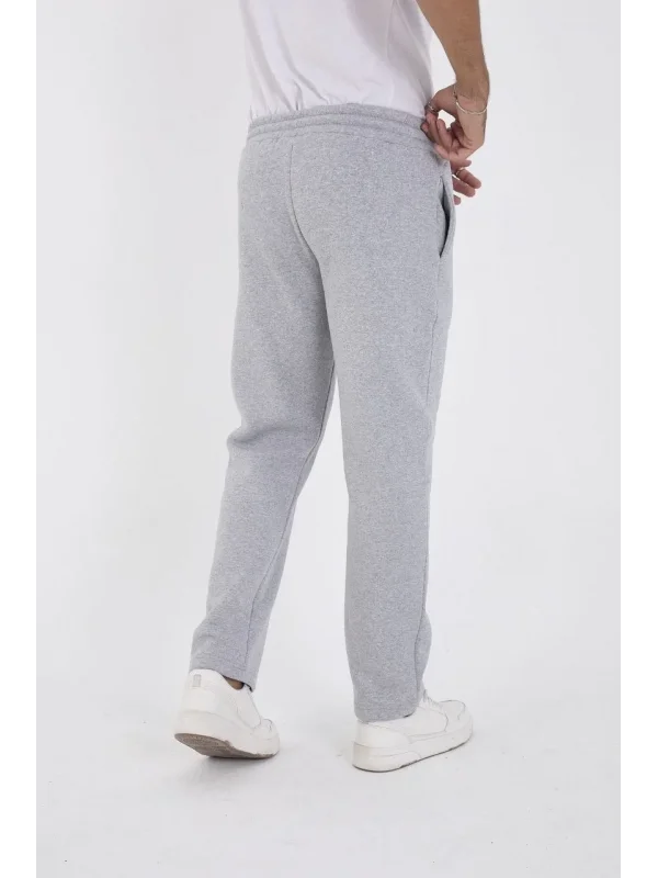 Erkek Üç İplik Basic Eşofman Boru Paça İpli Pantolon - Gri