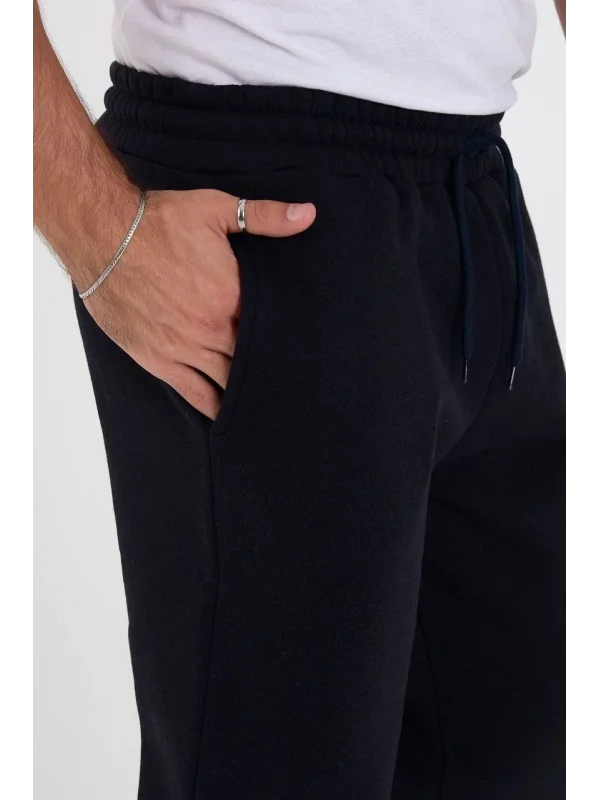 Erkek Üç İplik Basic Eşofman Boru Paça İpli Pantolon - Lacivert