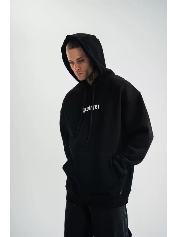 Kapşonlu Double Oversize Dijital Patchli SweatShirt - Siyah