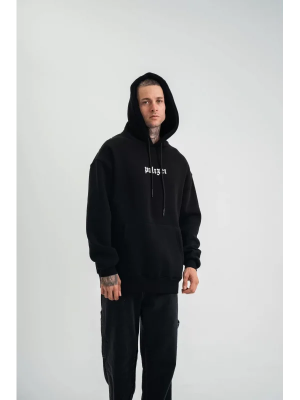 Kapşonlu Double Oversize Dijital Patchli SweatShirt - Siyah