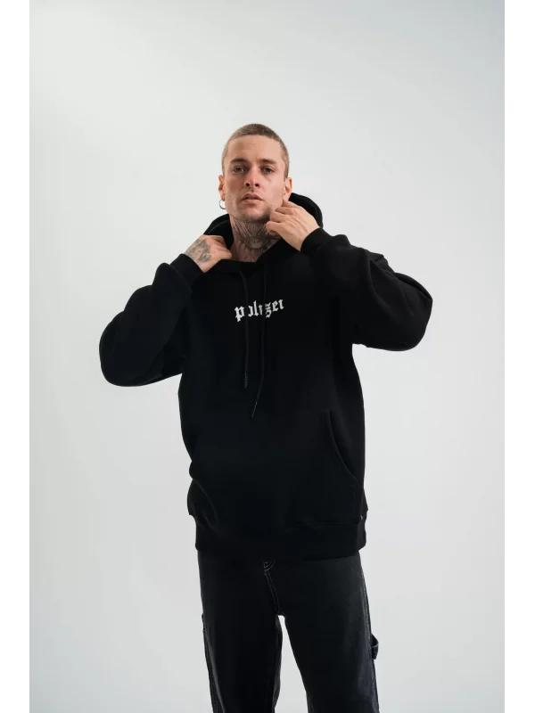 Kapşonlu Double Oversize Dijital Patchli SweatShirt - Siyah