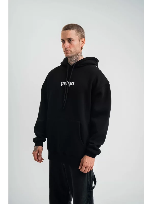 Kapşonlu Double Oversize Dijital Patchli SweatShirt - Siyah