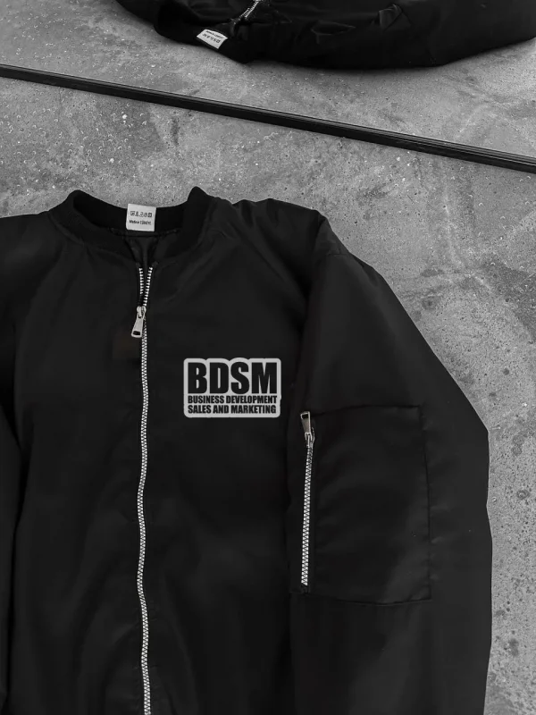 Lushiowear Erkek Baskılı Bomber Mont Fermuarlı Cepli Kapitone Astarlı  - Siyah