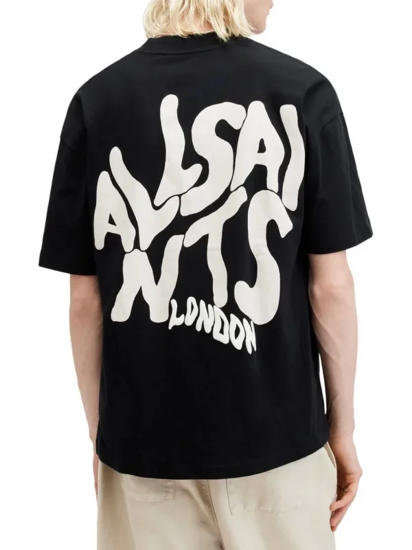 Lushiowear Erkek Tişört Baskılı Oversize Kısa kol T-shirt - Siyah