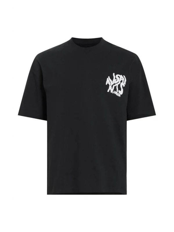 Lushiowear Erkek Tişört Baskılı Oversize Kısa kol T-shirt - Siyah