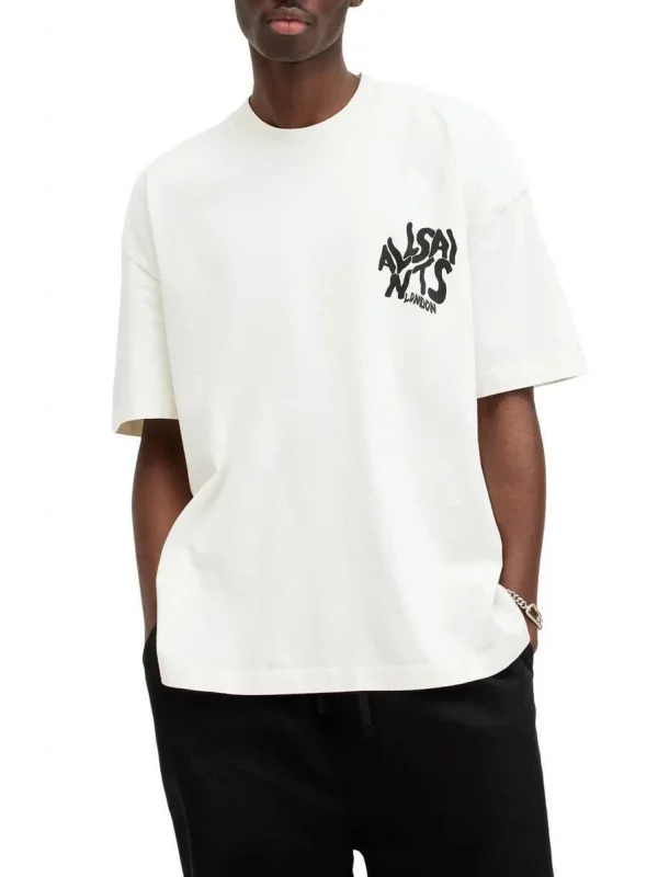 Lushiowear Erkek Tişört Baskılı Oversize kısa kol T-Shirt - Beyaz