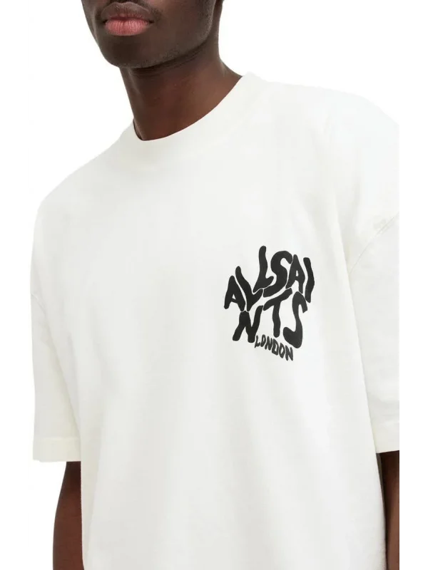 Lushiowear Erkek Tişört Baskılı Oversize kısa kol T-Shirt - Beyaz