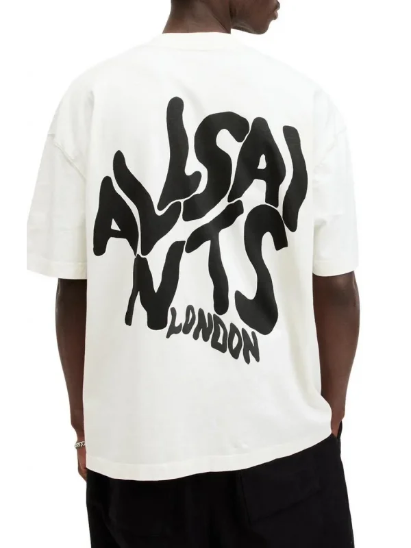 Lushiowear Erkek Tişört Baskılı Oversize kısa kol T-Shirt - Beyaz