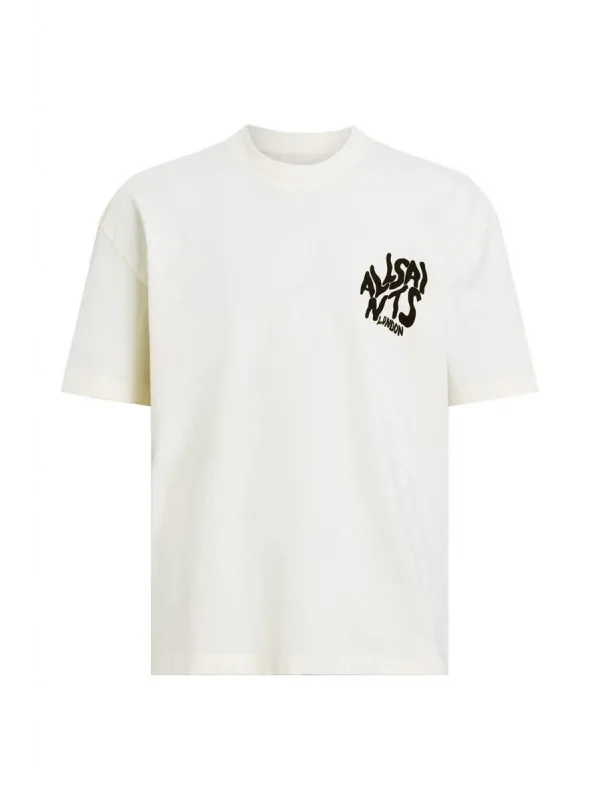 Lushiowear Erkek Tişört Baskılı Oversize kısa kol T-Shirt - Beyaz