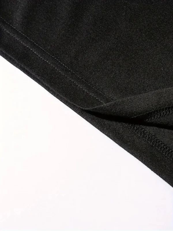 Lushiowear Erkek T-shirt Baskılı Bisiklet Yaka Kısa Kol Tişört - Siyah