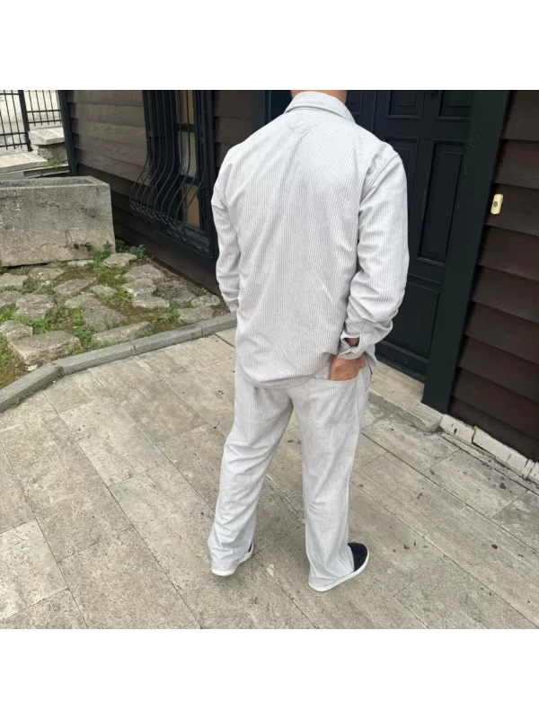 Lushiowear Erkek Fitilli Kadife Cepli Buggy Pantolon Oversize Rahat Kalıp - Gri