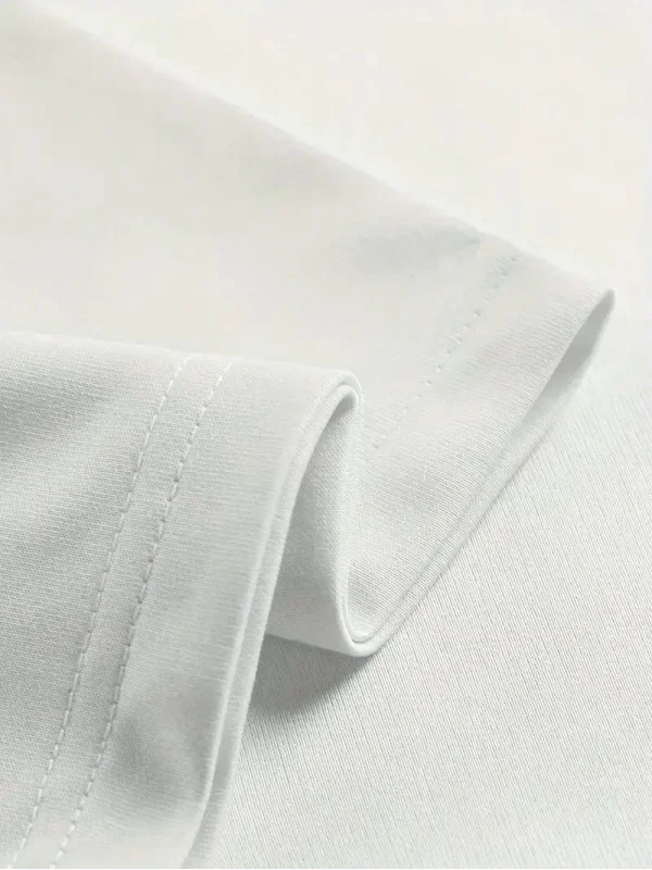 Lushiowear Erkek Tişört Penye Compack Ejder Baskılı Bisiklet Yaka T-shirt - Beyaz