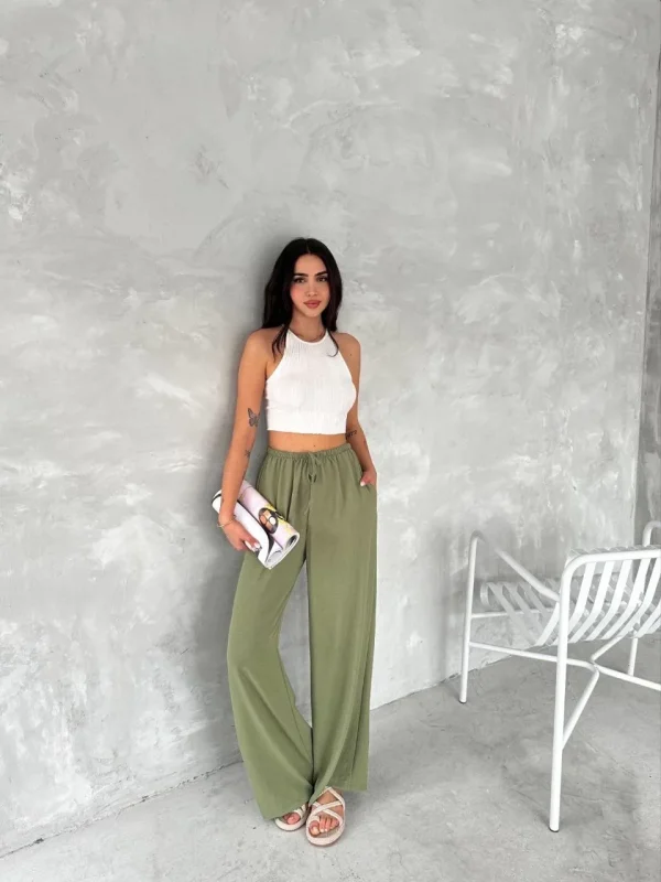 Lushiowear Kadın Ayrobin Oversize Kadın Pantolon - Mint Yeşili