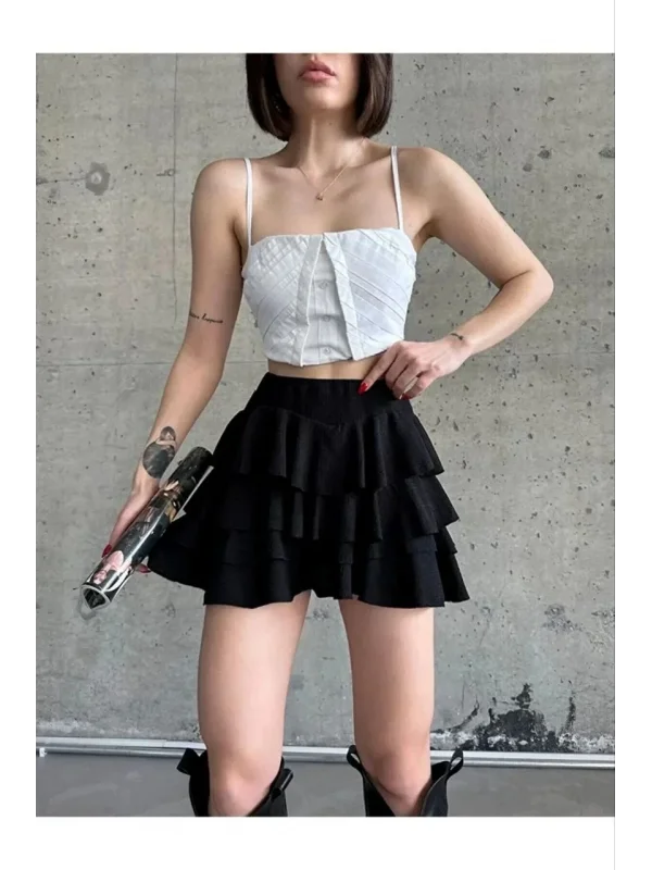 Lushiowear Kadın Mykonos Mini Etek - Siyah