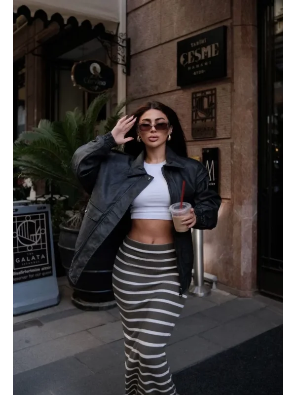 Lushiowear Kadın Suni Deri Pilot Ceket