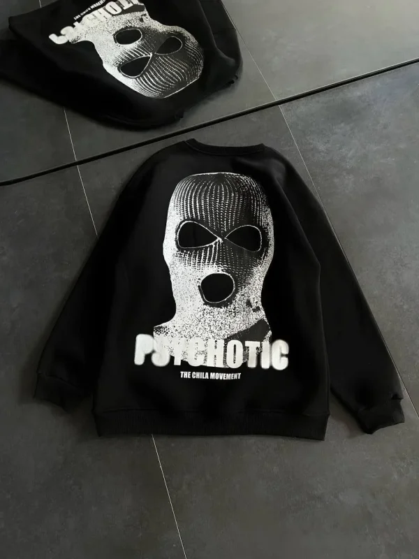 Lushiowear Kadın 3 iplik Kışlık Bisiklet Yaka Baskılı SweatShirt - Siyah