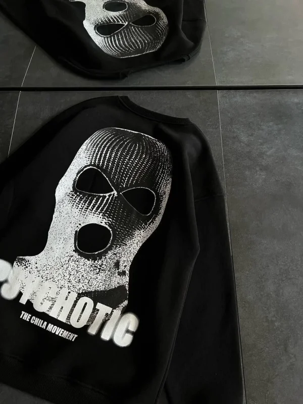 Lushiowear Kadın 3 iplik Kışlık Bisiklet Yaka Baskılı SweatShirt - Siyah