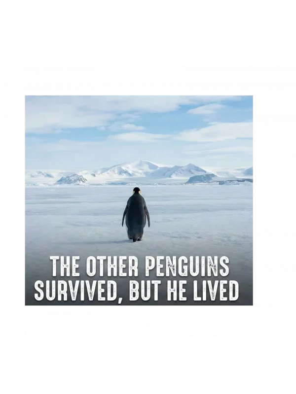 Lushiowear Erkek Survivor Penguin Baskılı 3 İplik Pamuklu Kapüşonlu Sweatshirt Hoodie Siyah