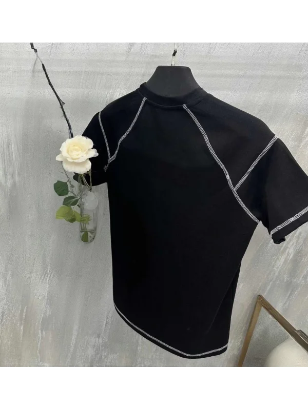 Lushiowear Erkek Tişört Karoyaka Dikişli Oversize T-Shirt - Siyah