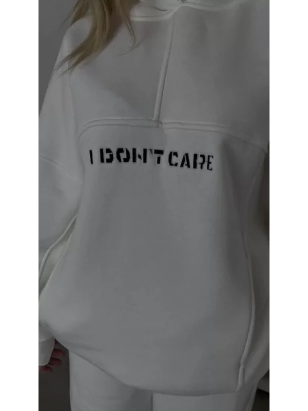 Nakış İşlemeli Üç İplik Sweat Takım- Beyaz