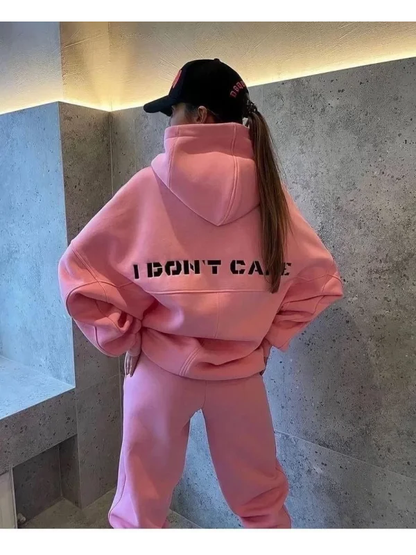 Nakış İşlemeli Üç İplik Sweat Takım- Pembe