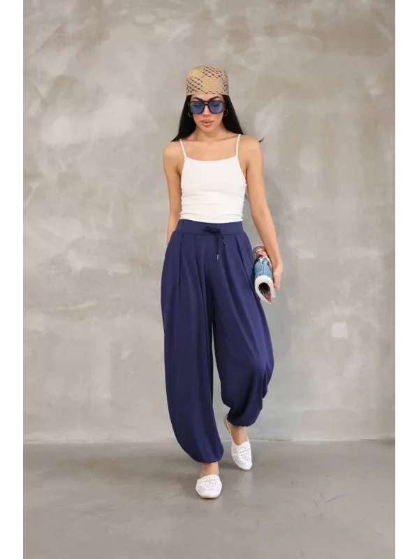 Osy Modal Yumuşak Dokulu Kumaş Şalvar Pantalon - Lacivert