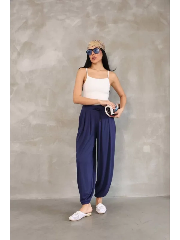 Osy Modal Yumuşak Dokulu Kumaş Şalvar Pantalon - Lacivert