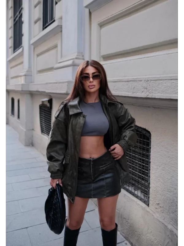 Suni Deri Pilot Ceket