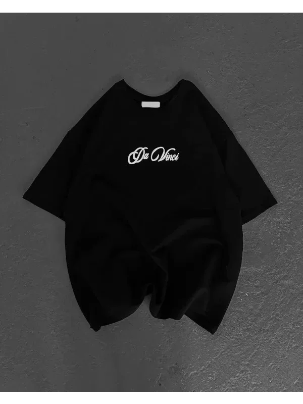 Unisex Baskılı Oversize T-Shirt - Siyah