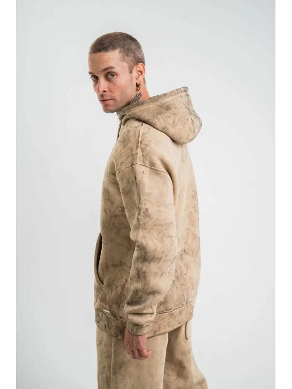 ERKEK Double Oversize Kapşonlu Yıkamalı SweatShirt - Bej