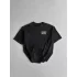Baskılı Oversize Bisiklet Yaka T-shirt - Siyah