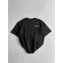 Baskılı Oversize Bisiklet Yaka T-shirt - Siyah