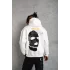 Erkek Kordonlu Maske Baskılı Kapüşonlu Sweat - Beyaz