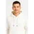 Erkek Ovarsize Kapüşonlu Swetshirt Kanguru Çepli Cıtcıtlı 3 iplik Şardonlu Hoodie - Beyaz