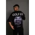 Erkek Sırt Golf Baskılı Oversize T-shirt - Siyah