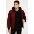 Erkek Şişme Kapüşonlu Fermuarlı Mont Su itici Kapitone Astarlı Kumaş Cepli Kışlık Rahat Kalıp - Bordo