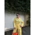 Kadın Uzun Kollu Yakalı Gömlek Pantalon Takım- Sarı