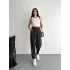 Kadın Yüksel Bel Rahat Paça Pantalon - Siyah